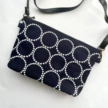 미나 페르호넨 탬버린 네이비 화이트 핸드메이드 미니 숄더