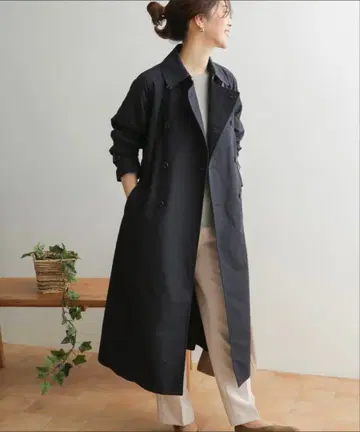 네이비 트렌치코트 허리 벨트 포함