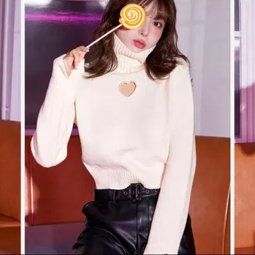 [ 새상품급 ] 다리치 하트컷 니트탑/화이트