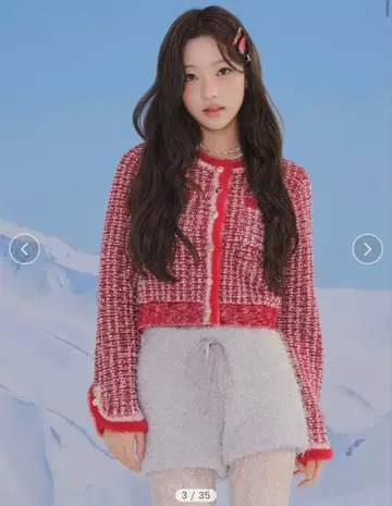 미사용 새상품 릴리 브라운 마리콴트 니트 자켓 빨간색