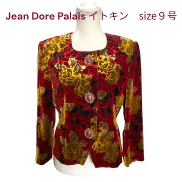 새상품급 쟝도르파레 이토킨 고급 벨로아 꽃무늬 노카라 자켓 9호