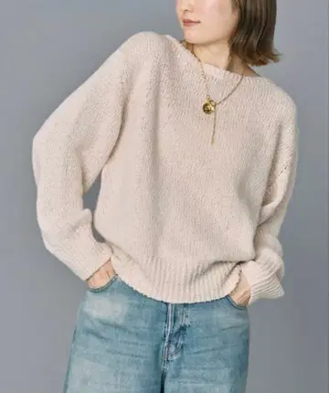 BABYLONE 코튼 로게이지 풀오버 / 핑크 베이지 / 프리 사이즈