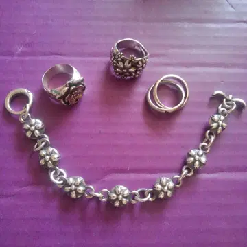 새상품급 카수 공방 벚꽃 실버 925 팔찌&반지 4개 세트