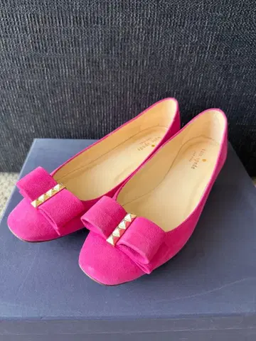 케이트 스페이드 발레 슈즈 리본 골드 핑크 펌프스