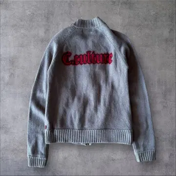 custom culture y2k 로고 니트 블루종 jacket 44