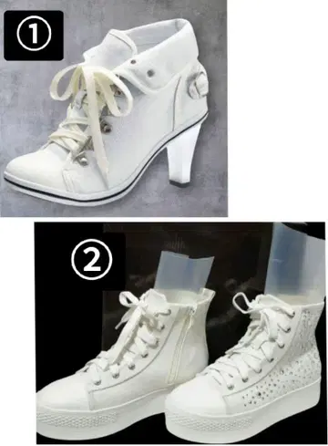 화이트 스니커즈 힐 & 스니커즈 세트