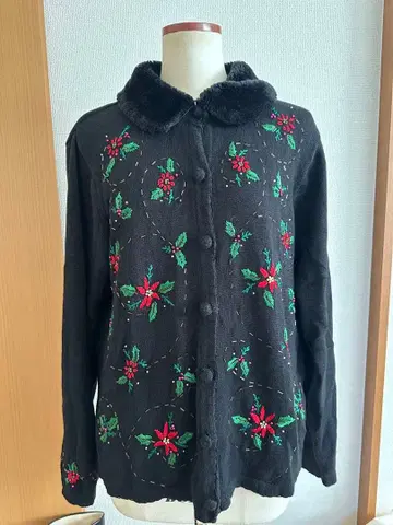 크리스마스 자수 가디건 블랙