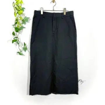 저널 스탠다드 롱 스커트 (L 상당) 타이트 블랙 코튼 린넨