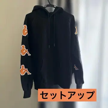 카파 BIGBANDA 후드티 빅 로고 소매 로고 블랙 셋업