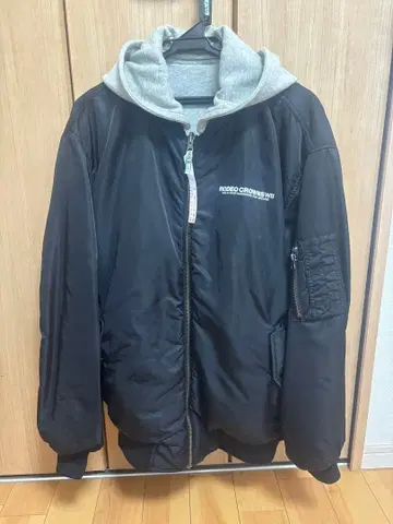 RODEO CROWN 후드 부착 리버서블 자켓 블랙/그레이