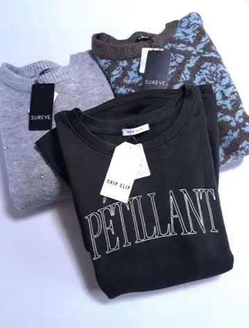 새상품 여성용 4L 3장 묶음 판매 긴팔 트레이닝복 페플럼 니트