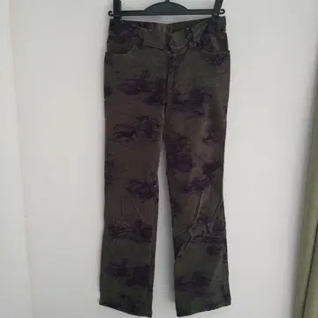 모스그린 올 패턴 스트레이트 팬츠