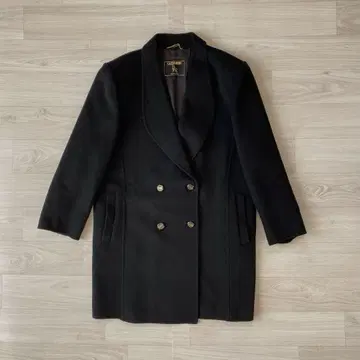 캐시미어 혼방 더블 브레스트 미들 기장 체스터 코트 블랙 11AR