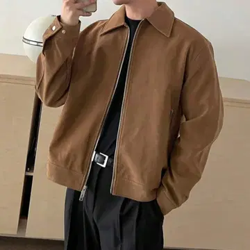 브라운 스웨이드풍 박스 자켓