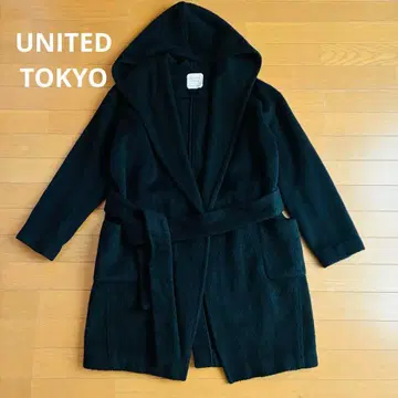 [ 주말 세일 ] UNITED TOKYO 후드 부착 가운 코트 울 알파카