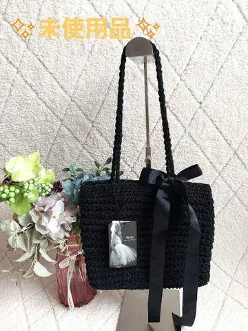 미사용품 빌리티스 디세탕 리본 부착 핸드백 블랙