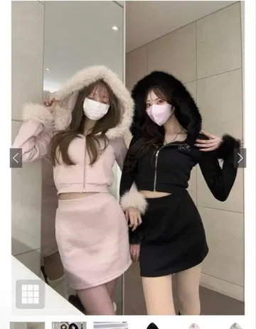 퍼 후드티 미니 스커트 맨투맨 셋업