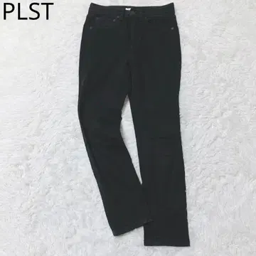 플라스테 스트레이트 데님 스트레치 세미 플레어 깔끔한 블랙 XXS