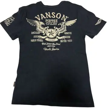 VANSON 자수 블랙 T셔츠