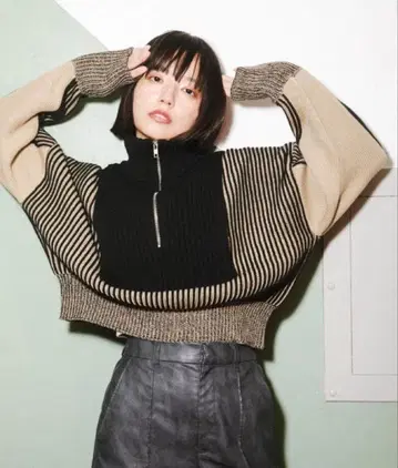 KBF 비에프 레이어드 하프 ZIP 니트 니트