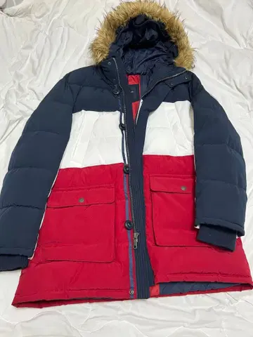 타미힐피거 다운 자켓 후드 부착 네이비/레드