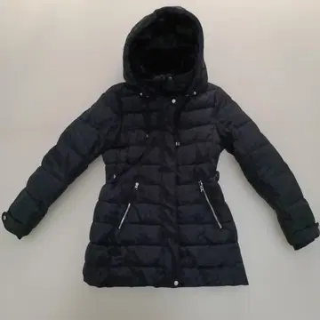 ZARA 후드 부착 다운 자켓 네이비