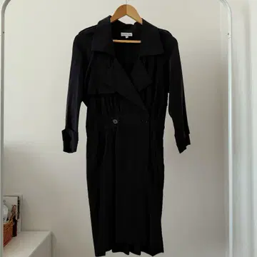 LACOSTE 실크 100% 다크 그레이 트렌치코트