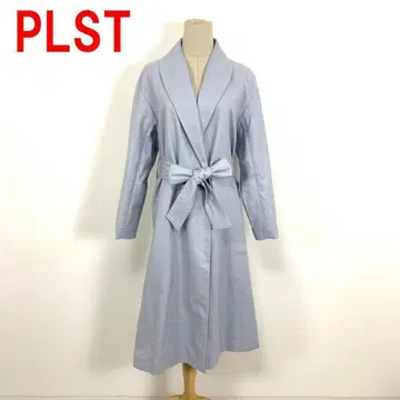 A5306 택 포함 새상품 플라스테 롱 코트 면 린넨 스카이블루 S