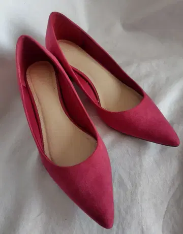 란다 스틸레토 펌프스 청키힐 로즈 핑크 25cm