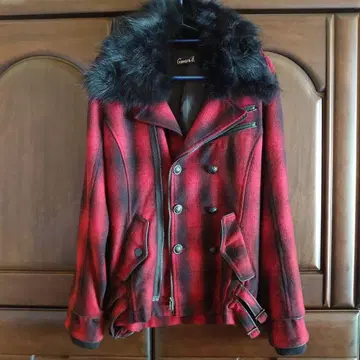 캬바쿠라 cavariA 빨간색 체크 코트 헤이세이 시크 스타일 V