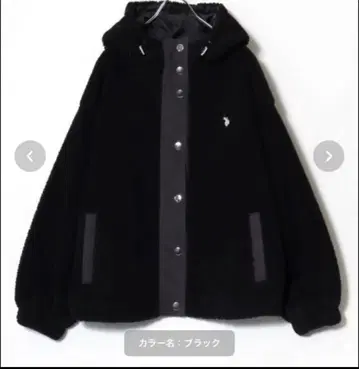 복슬복슬 U.S.POLO ASSN. 원포인트 로고 자수 보아 후드 블루종