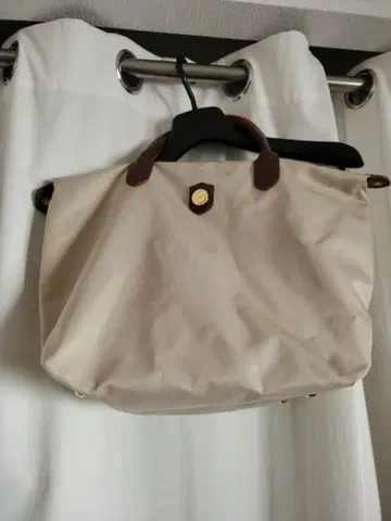 bonfanti 베이지 나일론 토트백 가죽 출퇴근