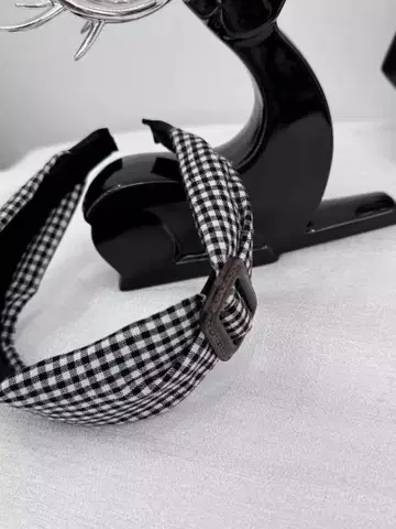 체크 무늬 머리띠 ( 블랙 화이트 )