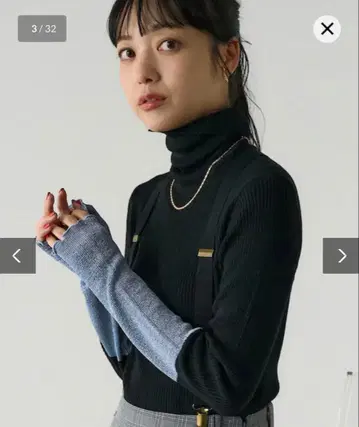 워셔블 소매 절개 터틀 니트