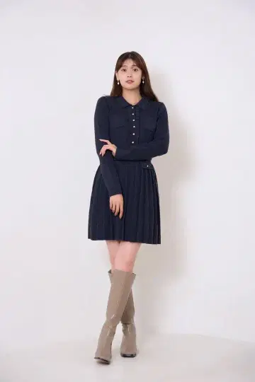 Herlipto Margot 플리츠 니트 미니 드레스