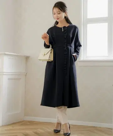 프릴 던보루니트 드레스 코트 롱