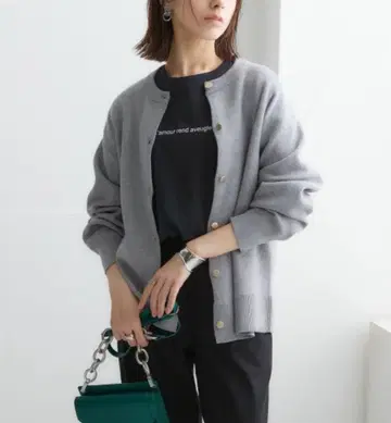 니센 맨투맨 라이크 니트 가디건 여성용 멜란지 그레이 LL