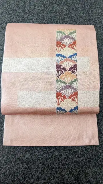 핑크 꽃무늬 나고야 오비 순수 실크