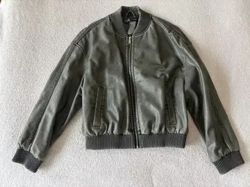 ZARA 그레이 인조 가죽 블루종 M