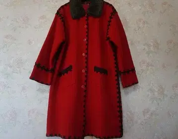 calabaza 빨간색 카라 인조 모피 코트