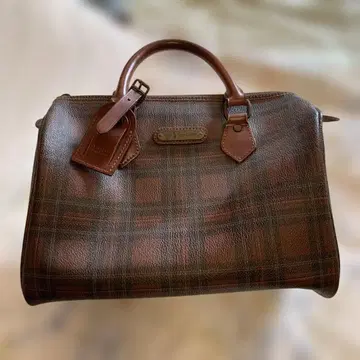 랄프 로렌 체크 무늬 핸드백