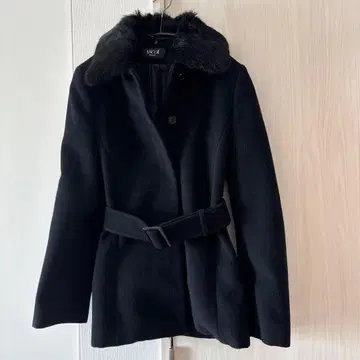 Ascot 블랙 울 피코트 벨트 포함