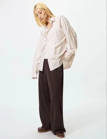 UNIQLO 맨투맨 와이드 팬츠 브라운 M 사이즈