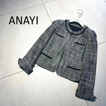 ANAYI 트위드 노카라 자켓