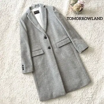 투모로우랜드 체스터 코트 36 그레이 울 90 캐시미어 10 일본제