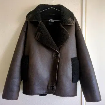 미사용급 ZARA 페이크 무스탕 보아 자켓 M 브라운