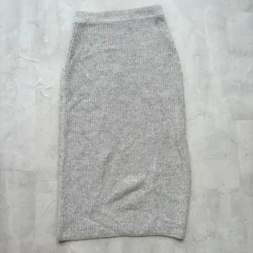 [ PLST ] 리브 니트 타이트 롱 스커트 헤더 그레이 M 사이즈