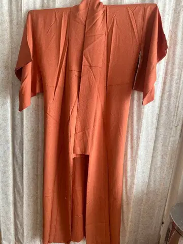 오렌지 컬러 코몬 기모노 가몬 자수 포함