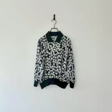 빈티지 꽃무늬 돌먼 셔츠 풀오버 네이비 올 패턴 루즈핏 L