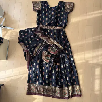 [ 새상품급 ] 인도 사리 탑 스커트 세트 여성용 프리 사이즈